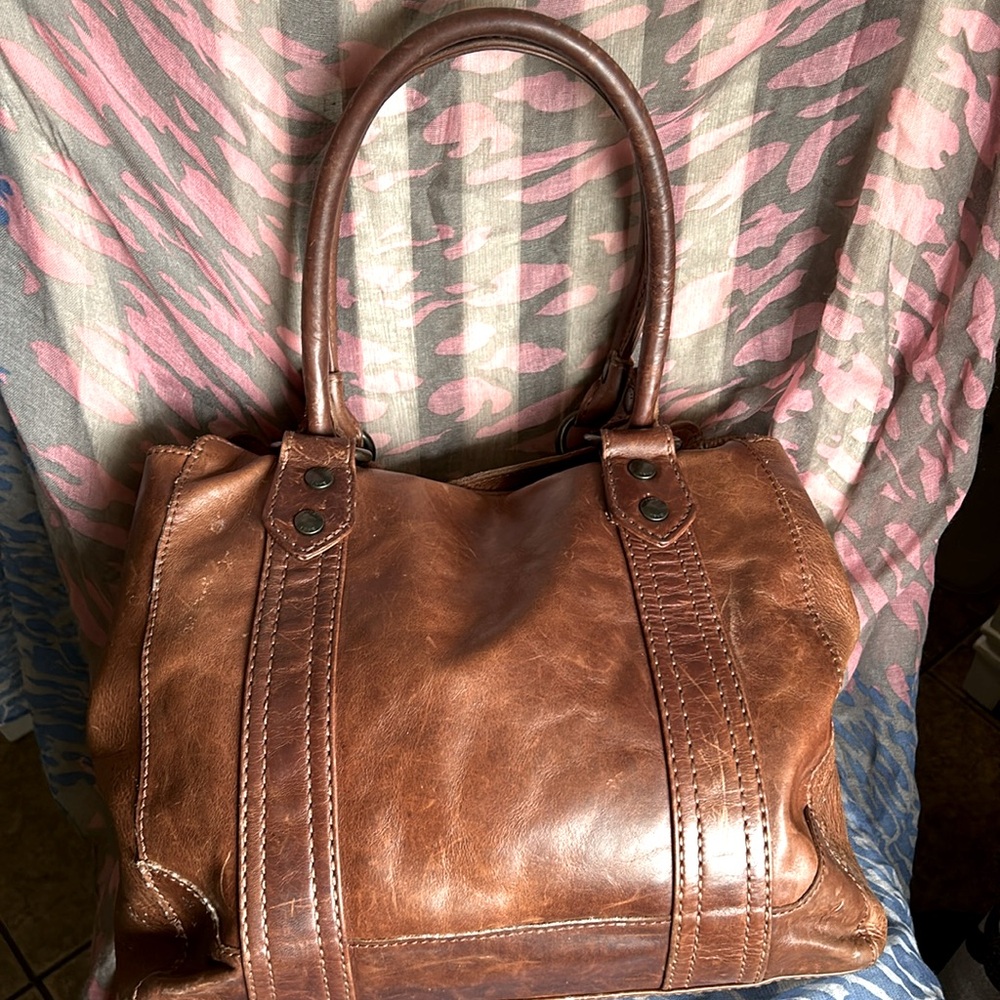 Frye Melissa tan leather large shoulder bag
